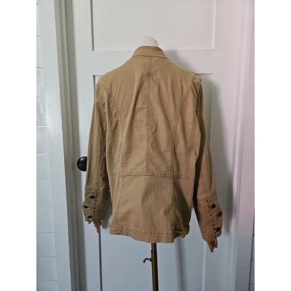 ZD Jacket Womens Plus Size 18 Khaki Tan Military Band Studded Utility Boho Chic